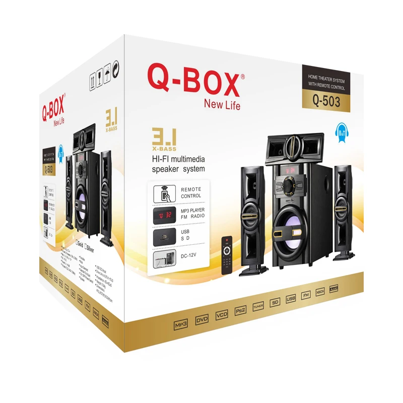Q-BOX Q-503 New sound box sub onyx studio 6 speaker small amp with sub woofer outputs