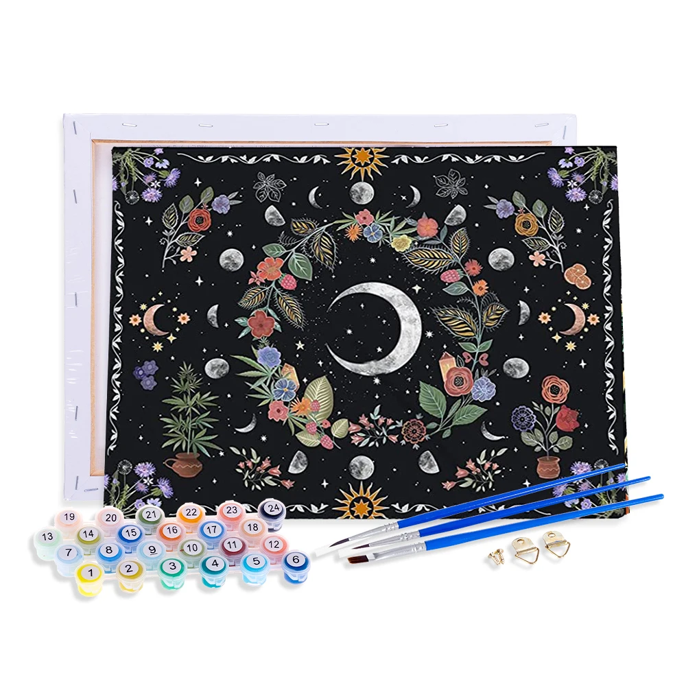 DIY Framed Clear and romantic moon scenery Painting By Number Kits On Canvas  Acrylic Paint Custom Paint By Number For Adults