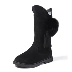 Or60995b новые осенние и зимние детские сапоги с флисовой подкладкой сохраняющие тепло обувь принцессы высокие сапоги для девочек