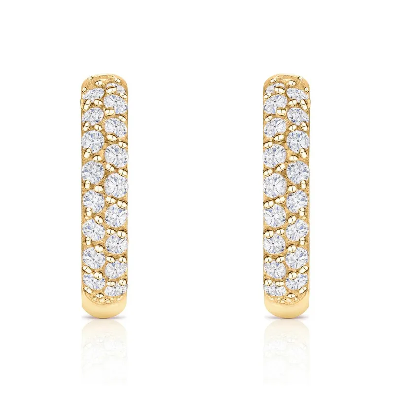 Fashion Hypoallergenic Women 18k Gold Plated Pave Cz Cubic Zirconia Diamond Huggie Hoop Earrings For Women