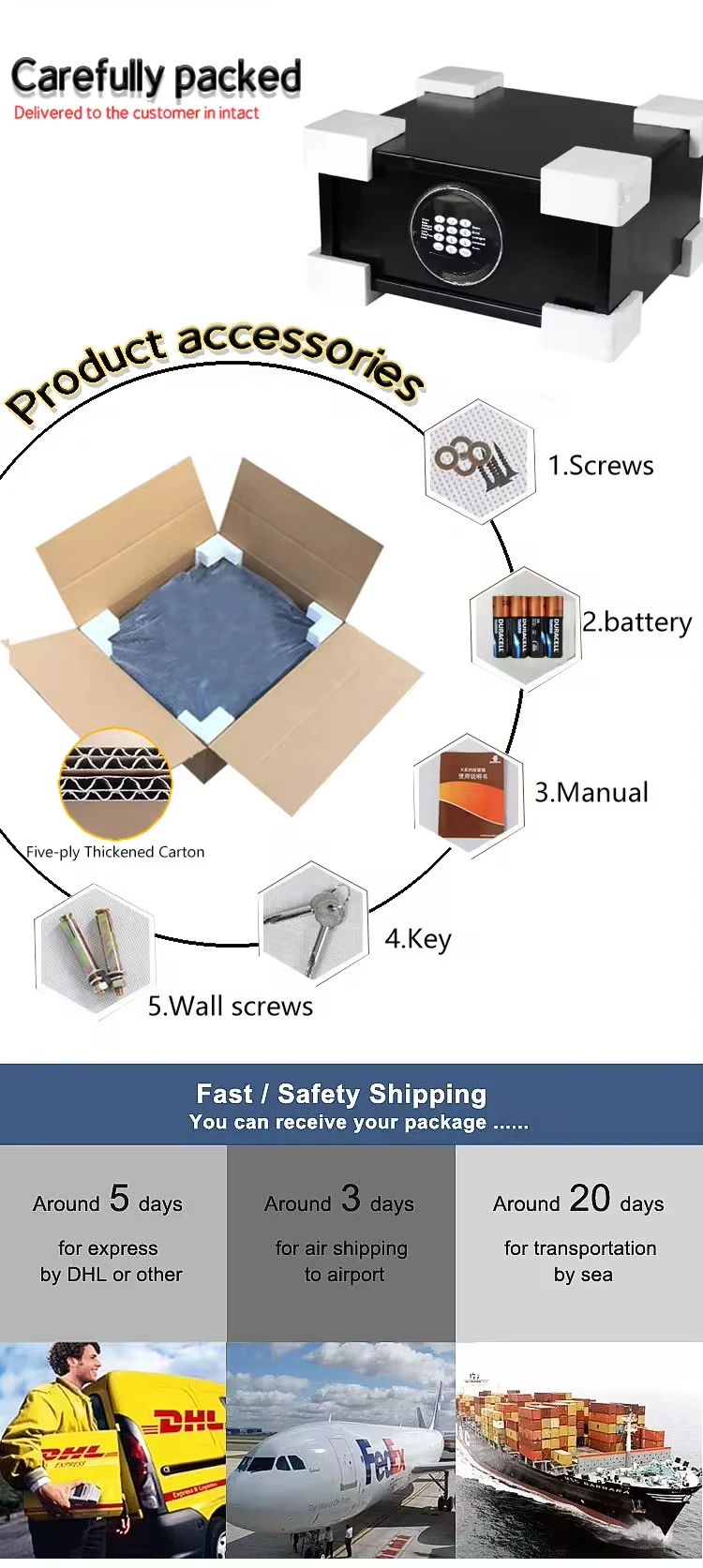 Top Open Laptop Key Security Door Lock Mini Gun Hotel Room Safe Box Electronic Digital Lock Digital Password Hotel Safety Box