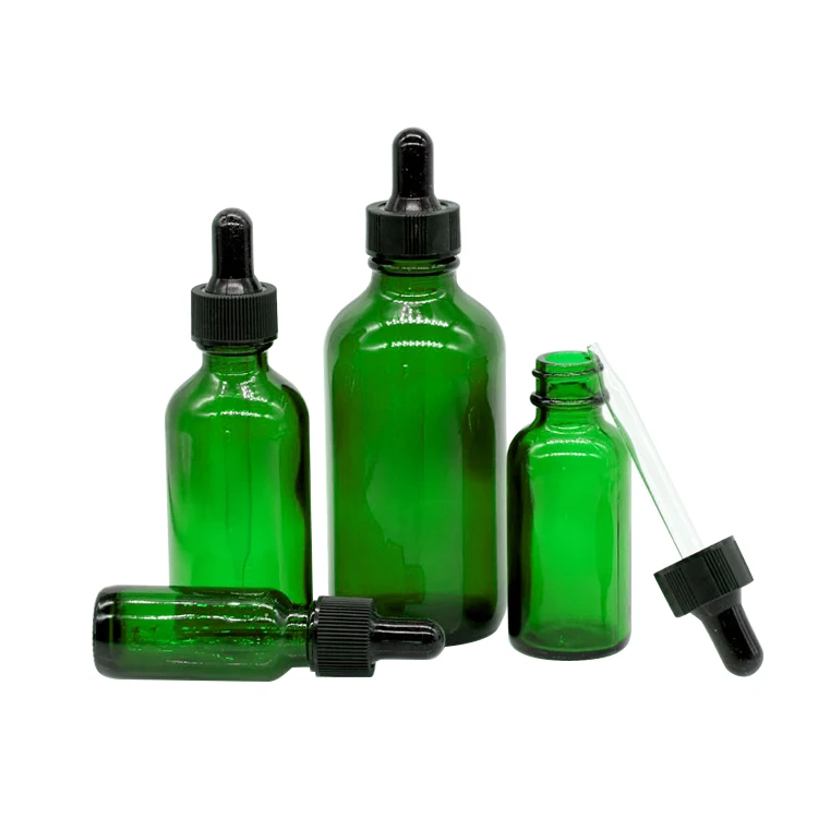 Clear Brown Blue Green 15ml 30ml 60ml 120ml Boston Round Essential Oil Bottles Dropper Glass Bottle 1oz 2oz 4oz