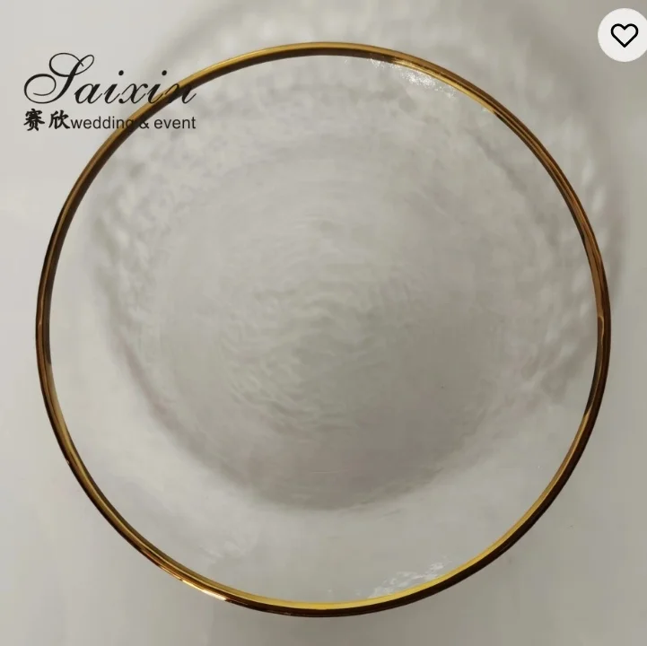 Hot Sale Round Clear Gold Rim Plate Wedding Table Decoration Acrylic Wedding Charger Plate