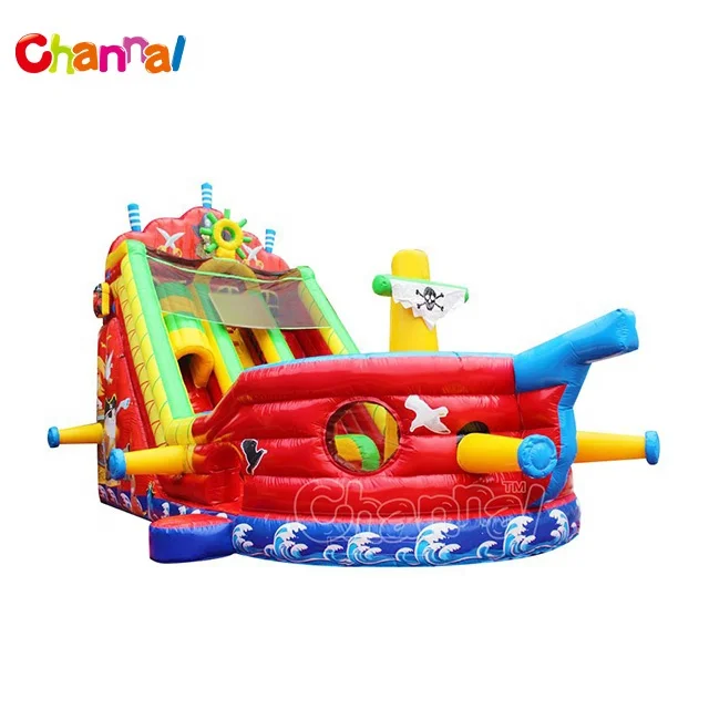 Pirate Ship Sail Dry Slide Bouncy Castle Playground Inflatable combo castle slide