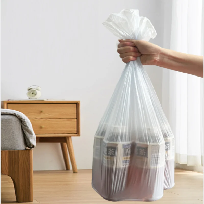 White HDPE Material Heavy-Duty Garbage Bag Rolls Bulk Supply with Easy-Tear Perforations Thick Custom Logo for Residential Use