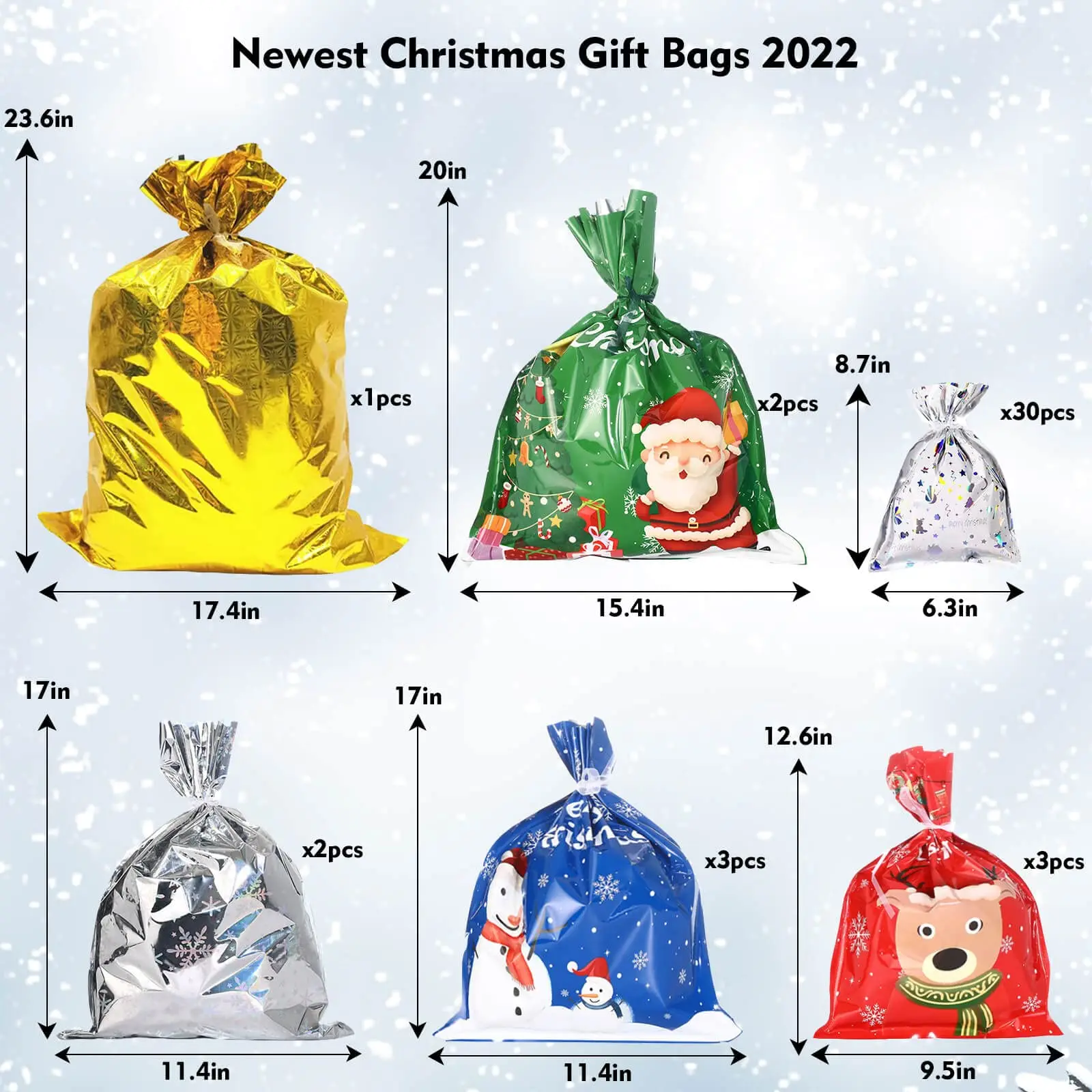 Jumbo Extra Large Christmas Gift Bags Wrapping  Giant Gift for Huge Big Gift Sack Set