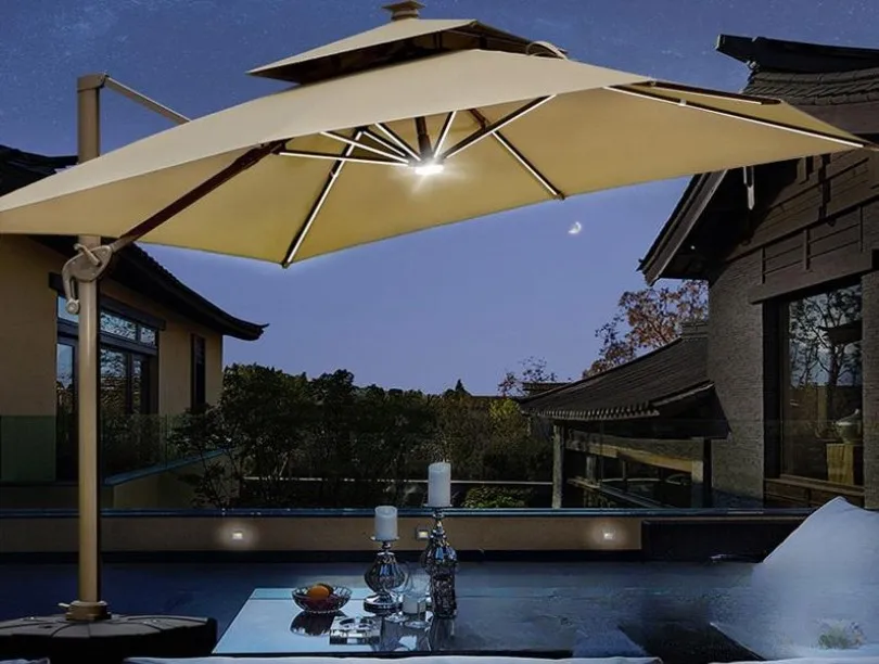 Roma Umbrella With Light Large Outdoor Outdoor Advertising Umbrella Courtyard Garden Waterproof Umbrella