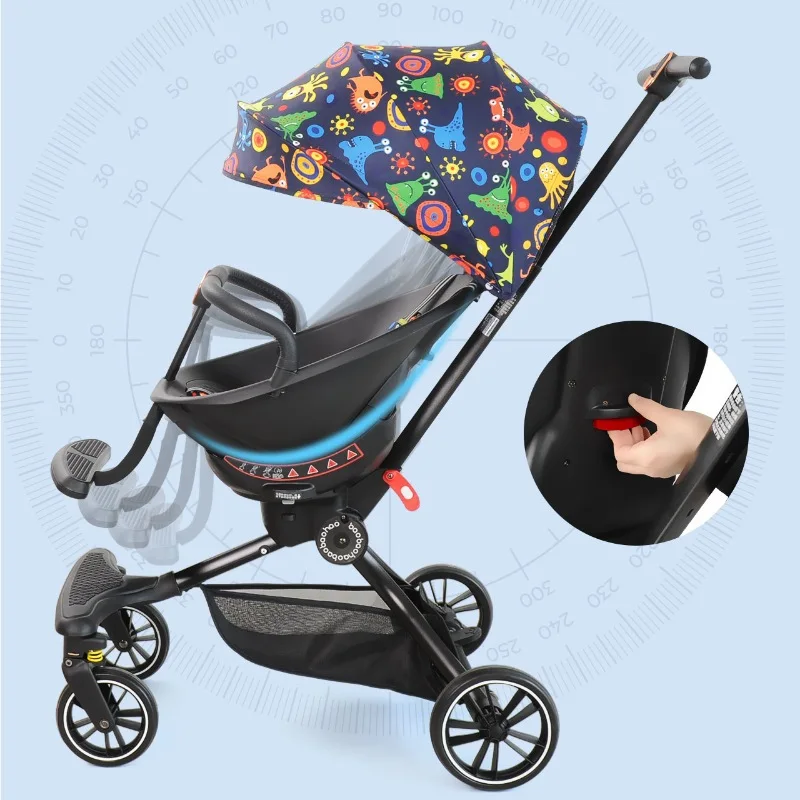 The high landscape baby stroller can be seated on a two-way vibration-proof children's folding stroller