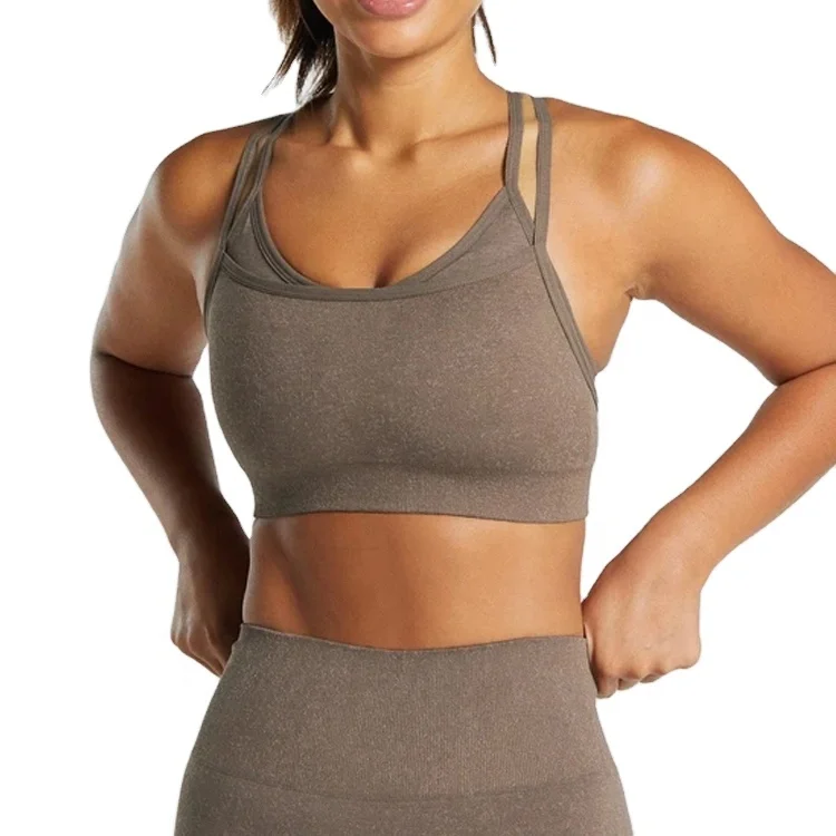 manufacturer OEM High Quality Ladies Gym Wear Double Layered Back Cross Yoga Bra