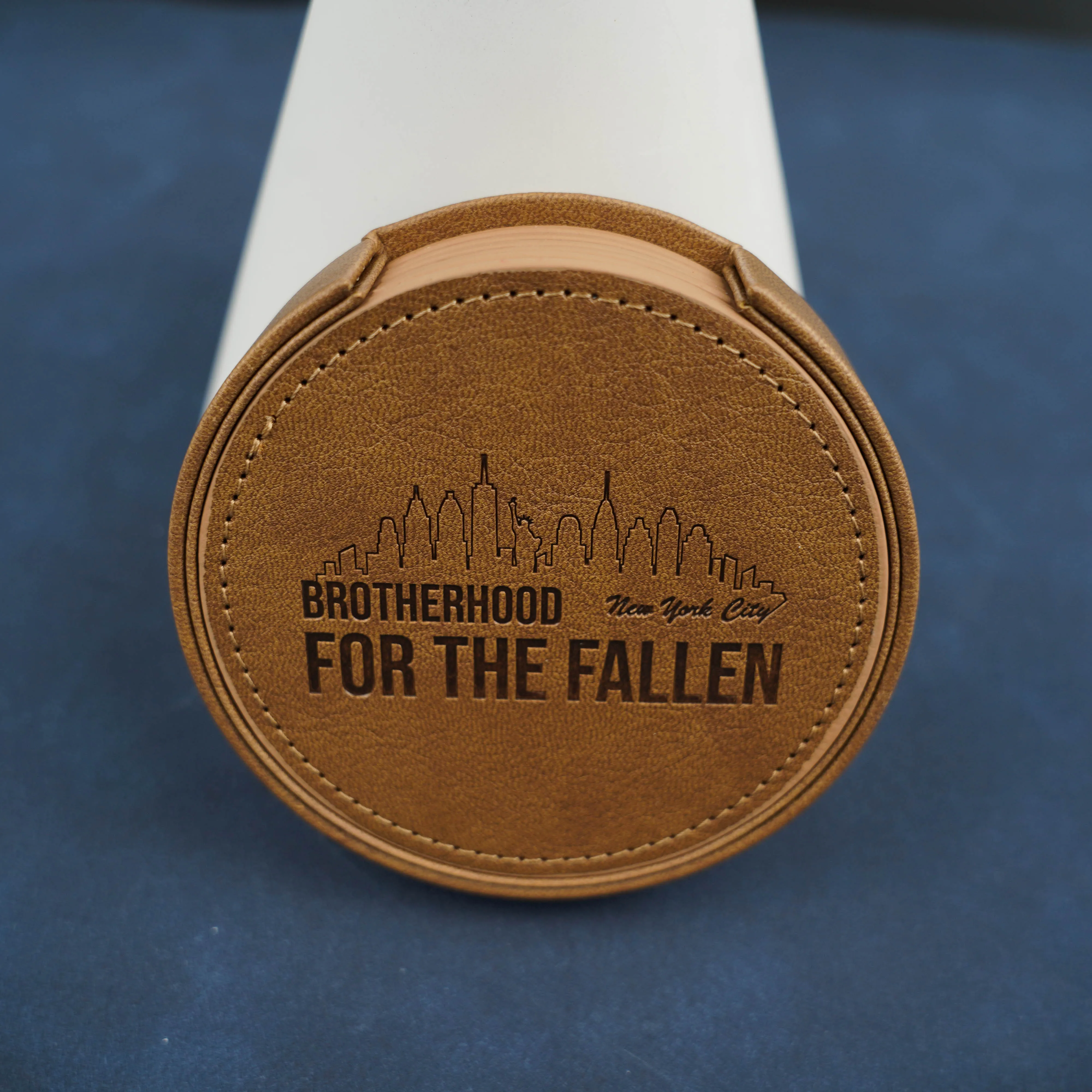 Custom Print Logo Leather Drink Coaster Coffee Cup Table Mat Set