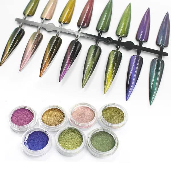 Kolortek Private Label Nail Art Powder Magnetic Pigment Powder Color Shift Chameleon 3D Cat Eye Pigments
