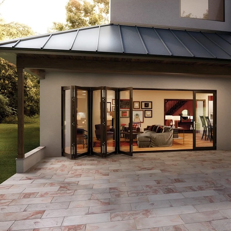 Customized waterproof exterior aluminum accordion doors glass bifold doors patio bi folding door