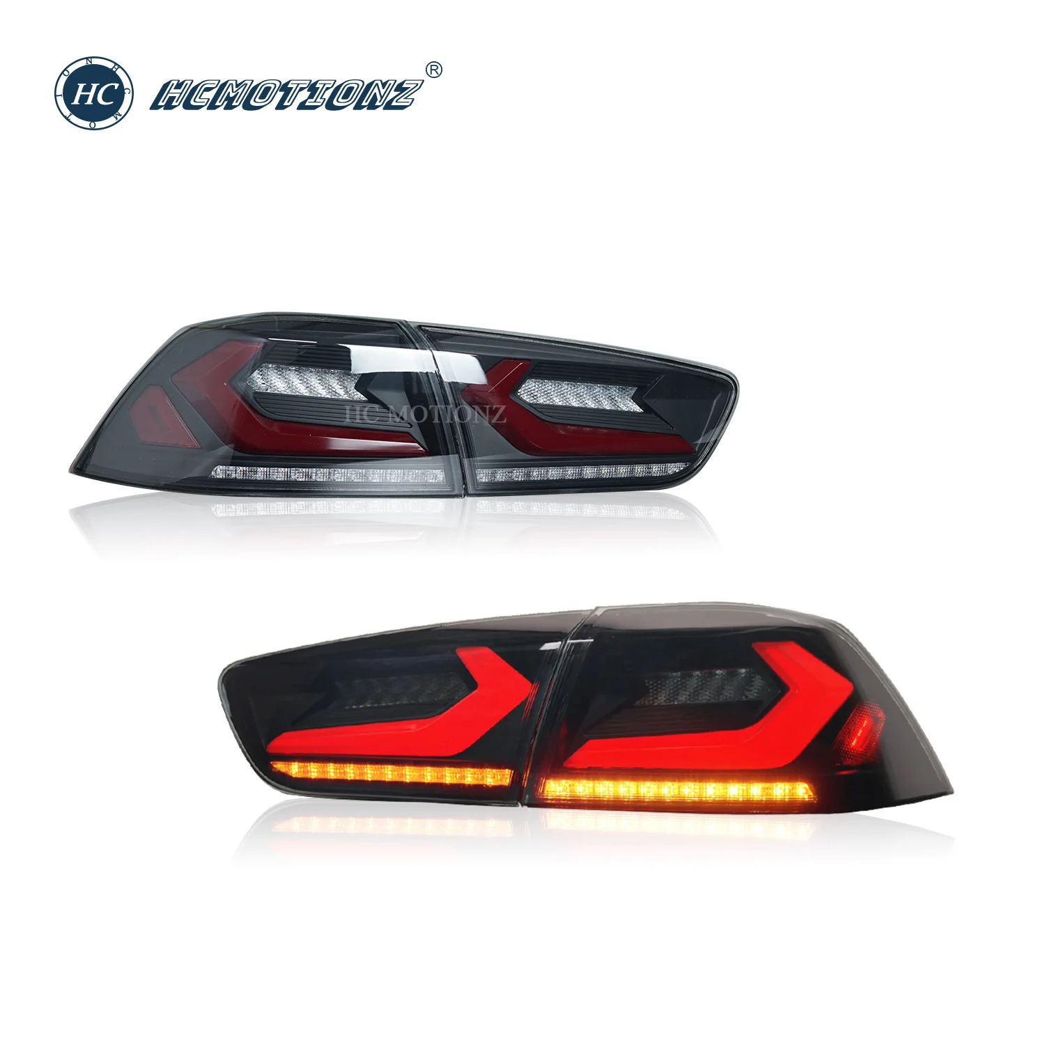 HCMOTIONZ Car Rear Back Lamps DRL Signal Light Accessory LED Tail Lights Assembly for Mitsubishi Lancer EVO X 2008-2017