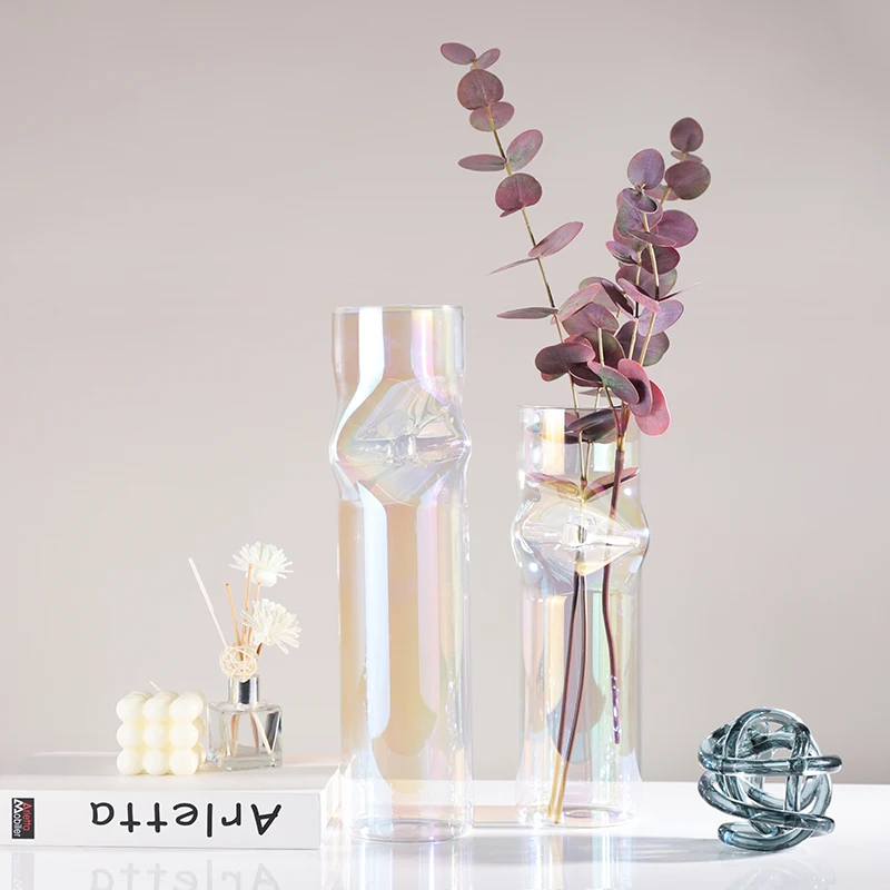 Modern Nordic Round Tube Tall Wedding Centerpieces Clear Resin Vase Home Decor