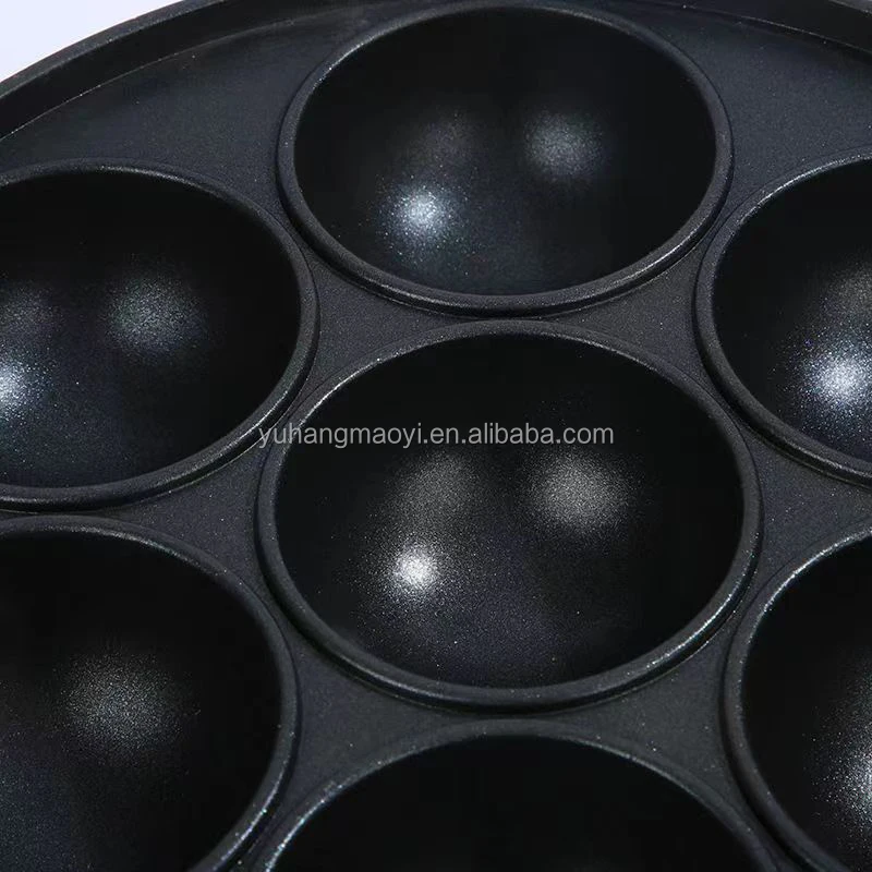 Hot Sale Baking Sheet Pan Nonstick Cookware Aluminum 7holes Pancake Griddle Pan Cake Mould Pan Pot With Glass Lid And Hand