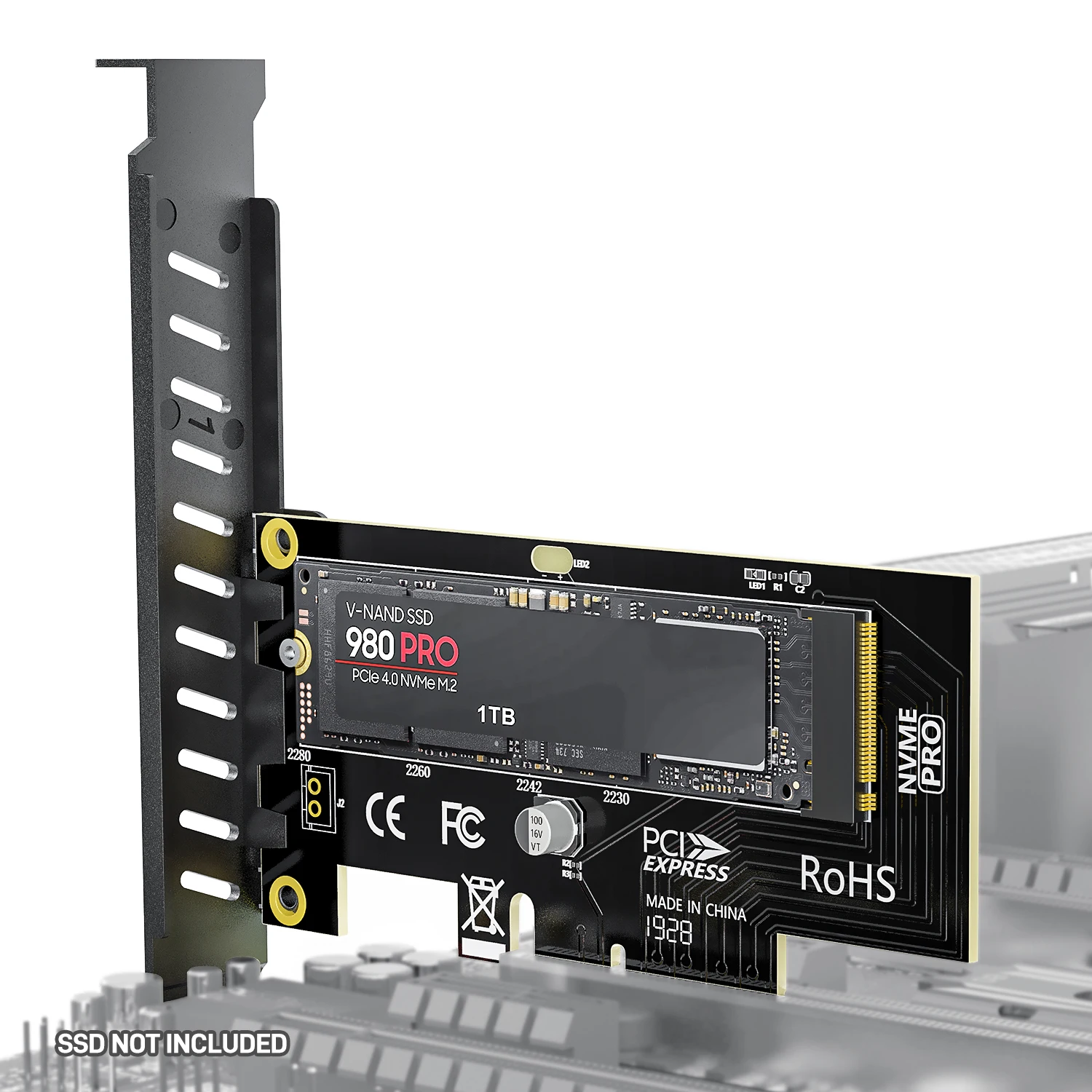 AMPCOM M.2 NVME SSD-адаптер PCI Express 4,0x4 для 2230-2280 M2 SSD