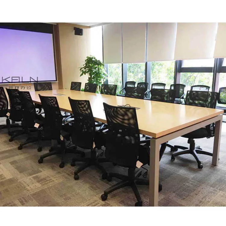High quality big rectangle customized meeting table conference room meeting furniture boardroom training desk with socket