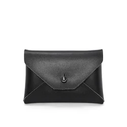 ya194 Custom Logo Handmade Genuiine Leather Square Minimalist Envelope Card Wallet for Women Cash Card Envelopes Wallet