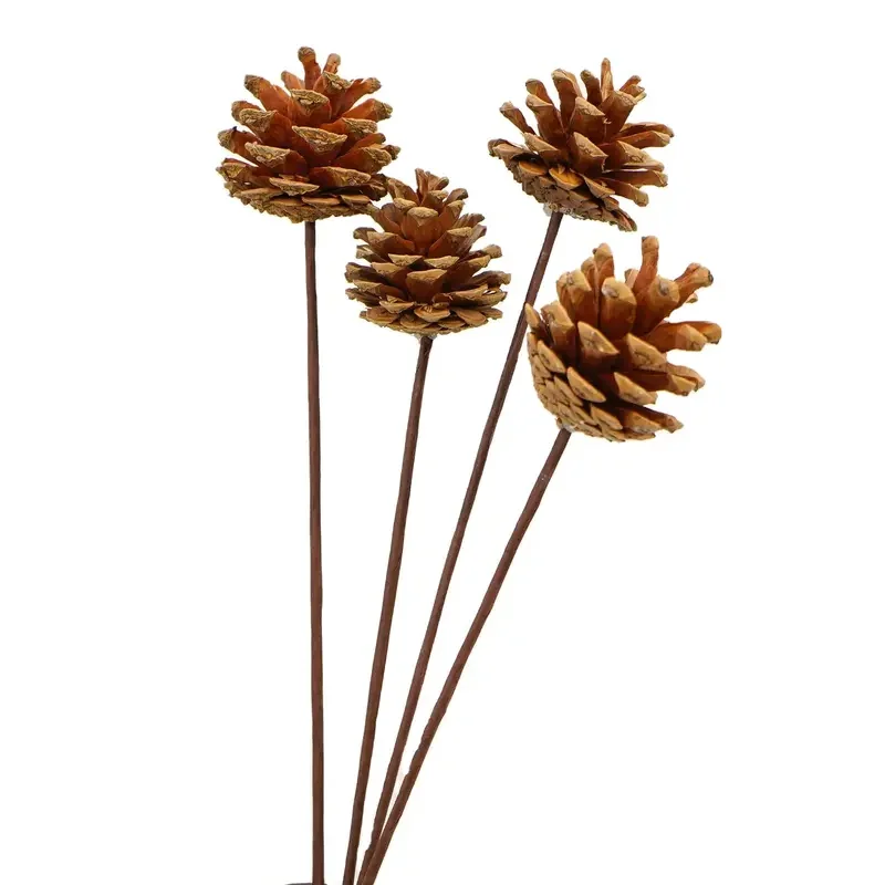 Hot sale christmas decorations hanging christmas trees with gold plated pine cones and pinecone with bamboo poples