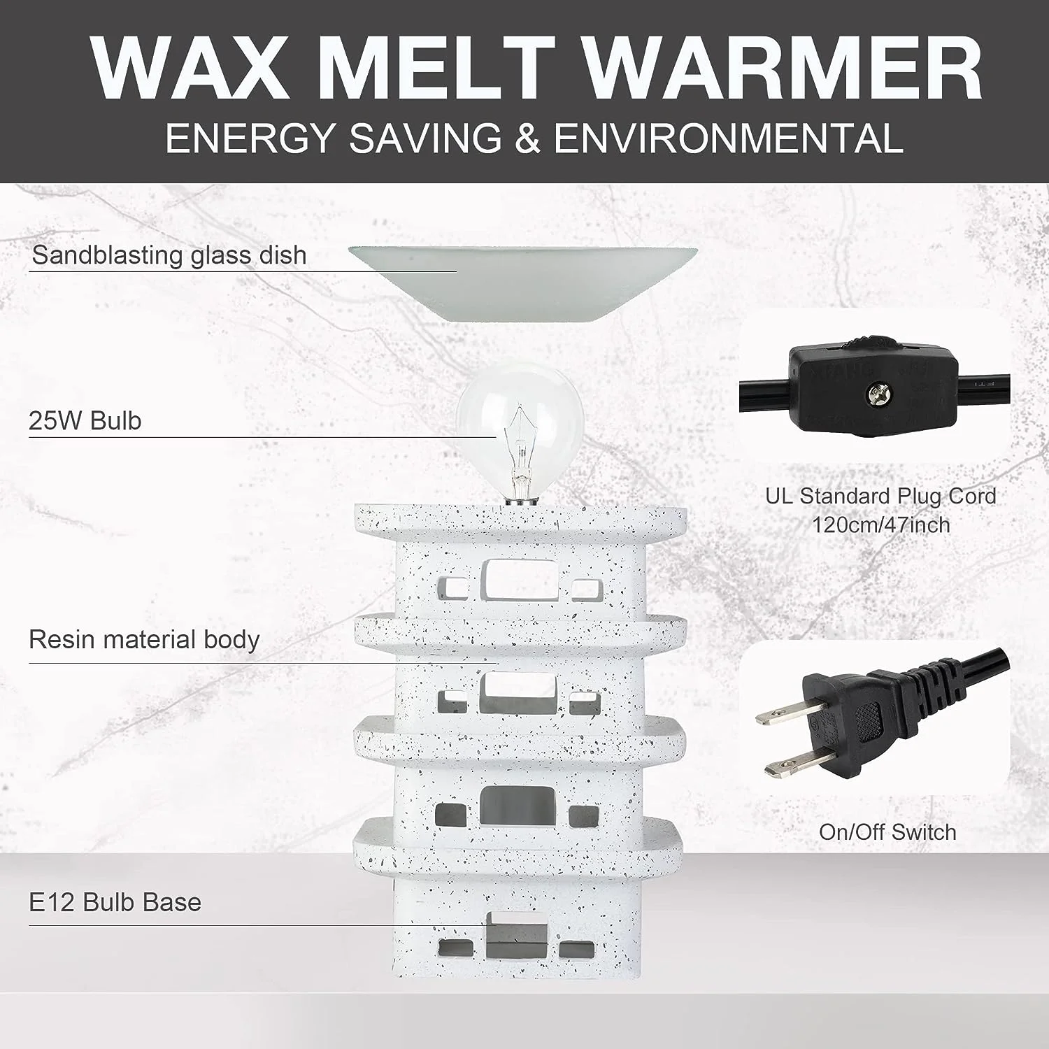 High Quality Chinese White Tower Resin Crafts Electric Wax Warmer Smokeless Candle Warmer Lambs Luxurious Home Wax Melt Heater