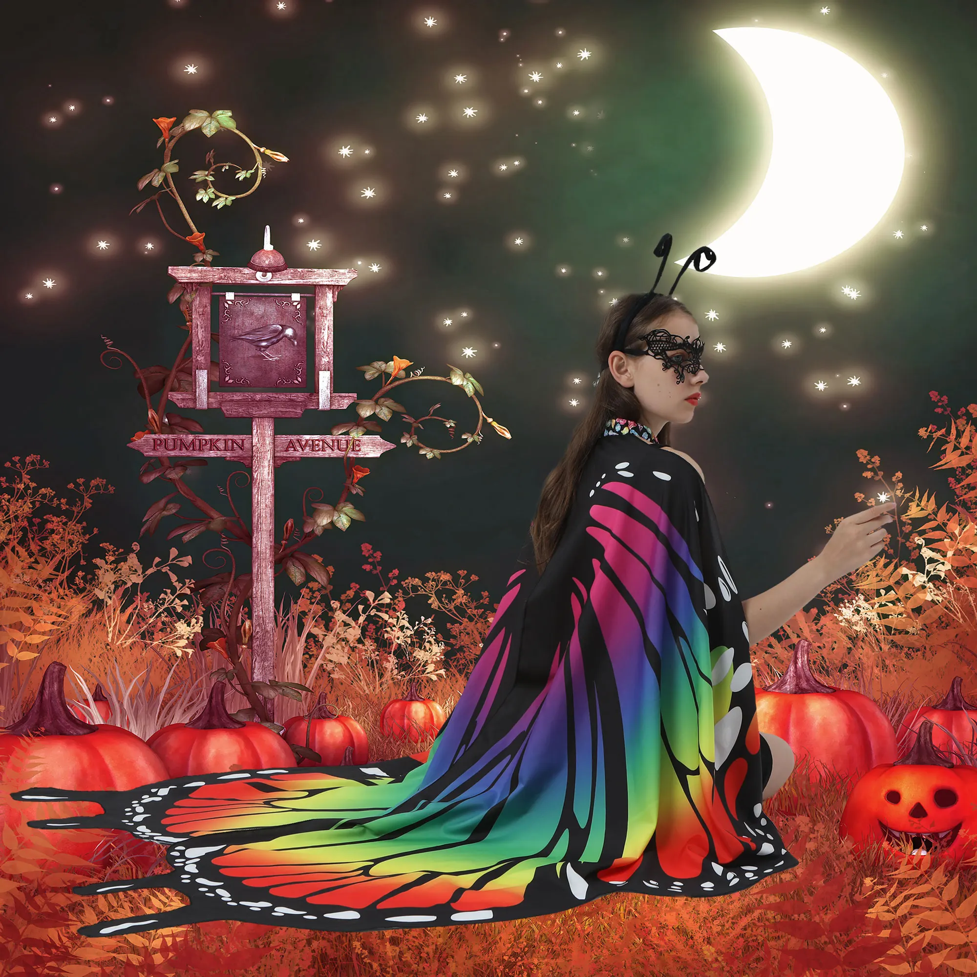 Wudimiqi Butterfly Wings for Women Halloween Butterfly Costume for Women Halloween Costume Women Fairy Ladies Cape