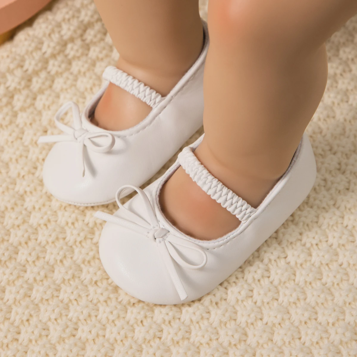 Factory Pure White PU Leather Baby Mary Jane Anti-Slip Soles For Babies And Toddlers Baby Dress Shoes