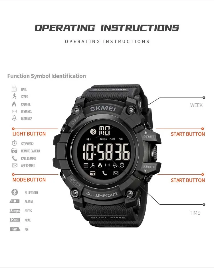 SKMEI 2053 fashion super black mens smart watch latest Silicone band bluetooth step counting running sports watch supplier