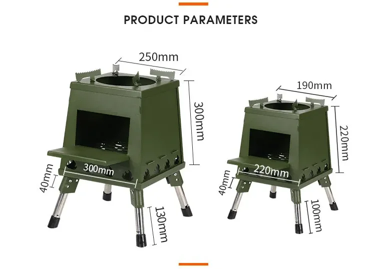 Углеродистая нержавеющая сталь открытый кемпинг сжигание древесины Складная дрова горелка Портативный