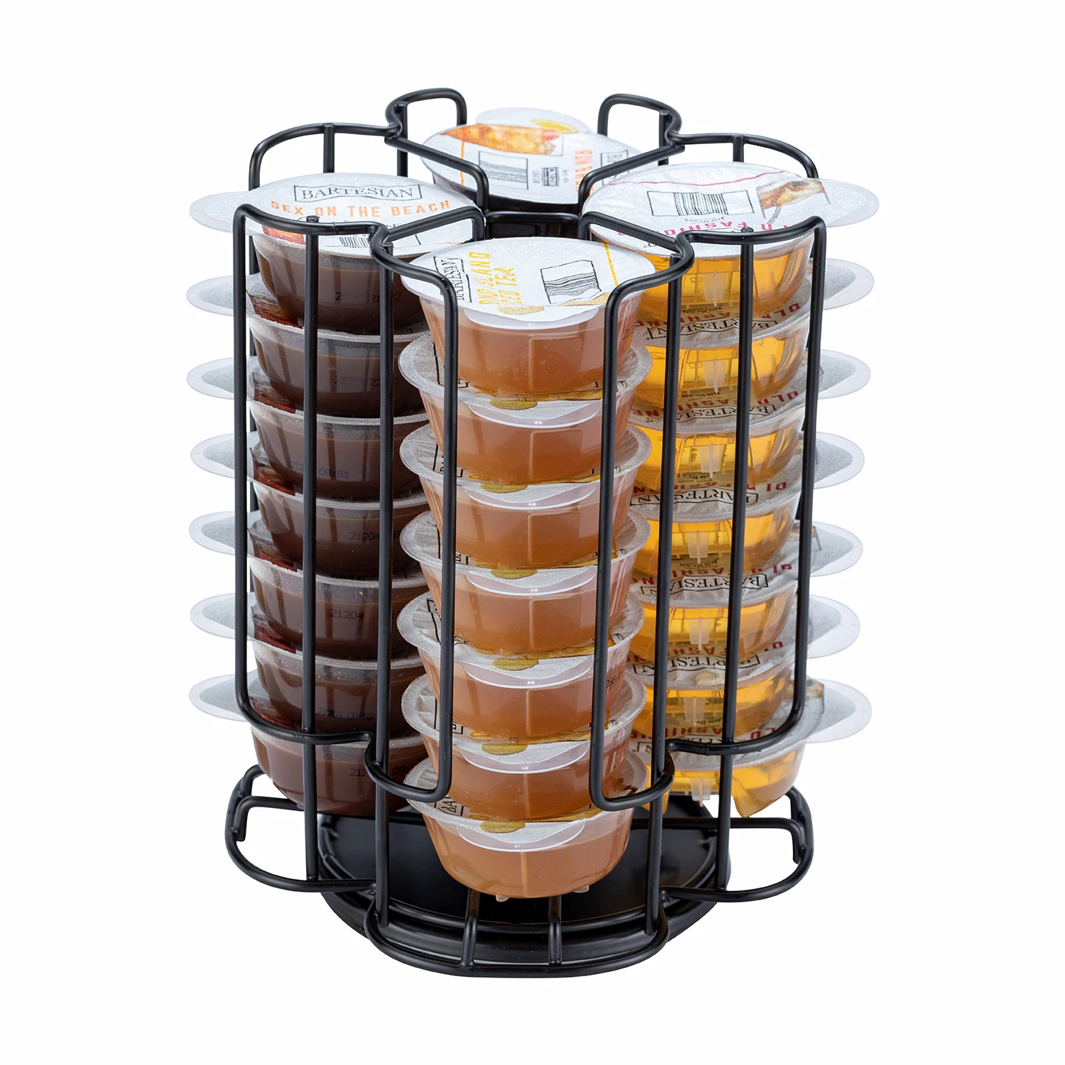 Bartesian 360-Degree Rotation Storage Carousel Black Metal Coffee Pod Holder 40 Cocktail Pods Cocktail Pod Holder Storage