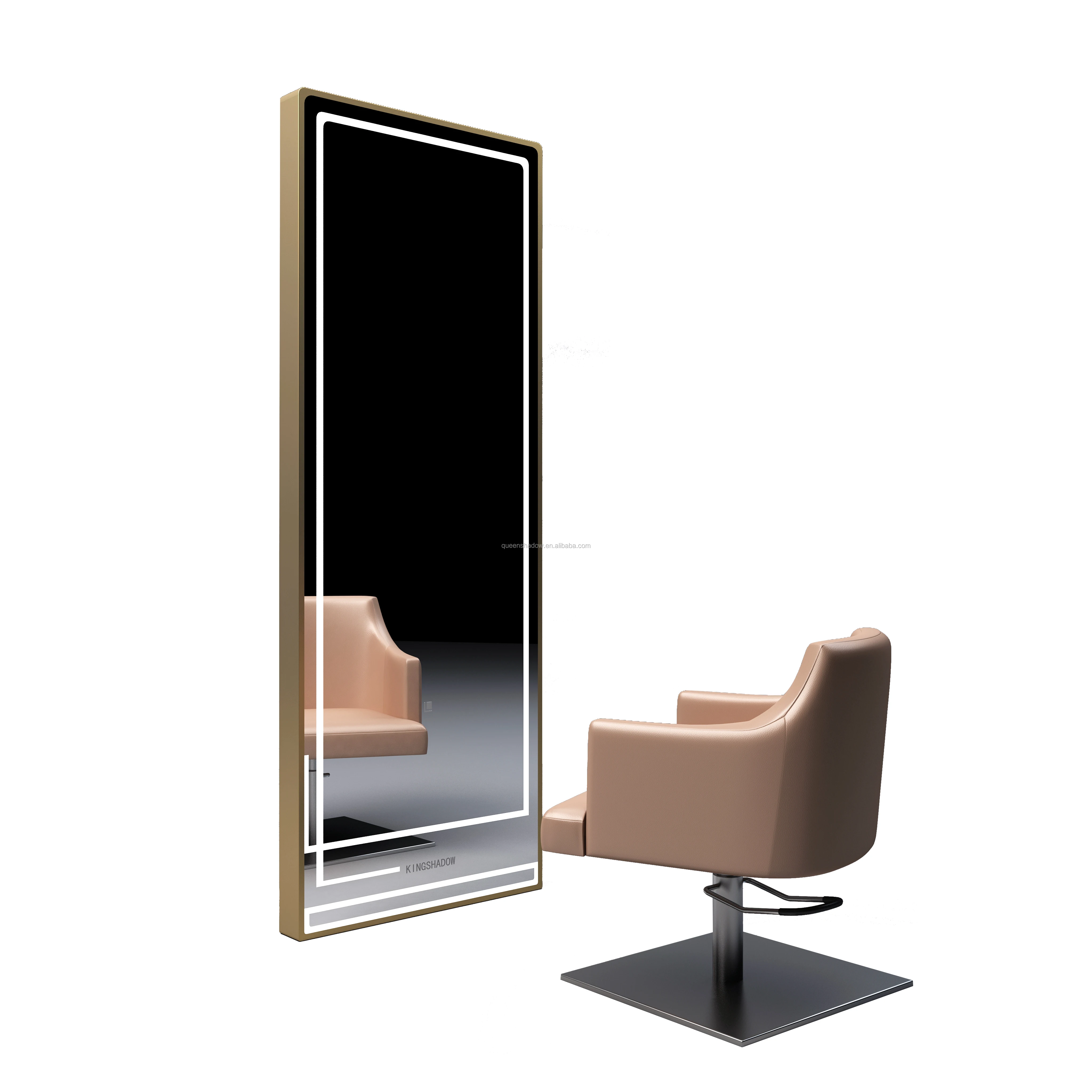 Hair Salon dressing Mirror Decorative Wall With LED Light And Styling