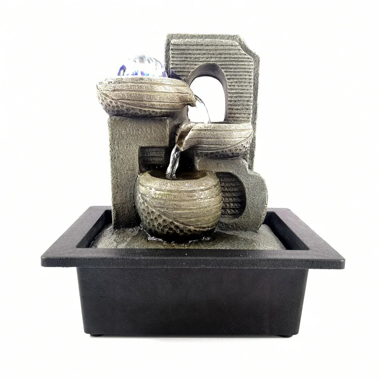 Wholesale Resin Flowing Ornaments 3 Tier Relaxation Indoor Waterfall Tabletop Water Fountain