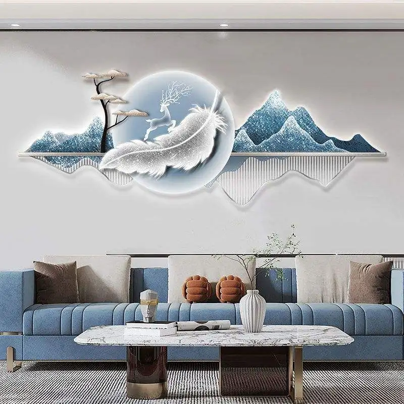 Настенная живопись Роскошная Спальня 3d современный свет роскошный пейзаж Хрустальный фарфор и светодиодная декоративная роспись