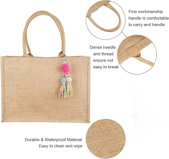 Custom Logo Shopping Picnic Tourism Beach Waterproof Women Large Capacity Canvas Tote Brand Jute Bag