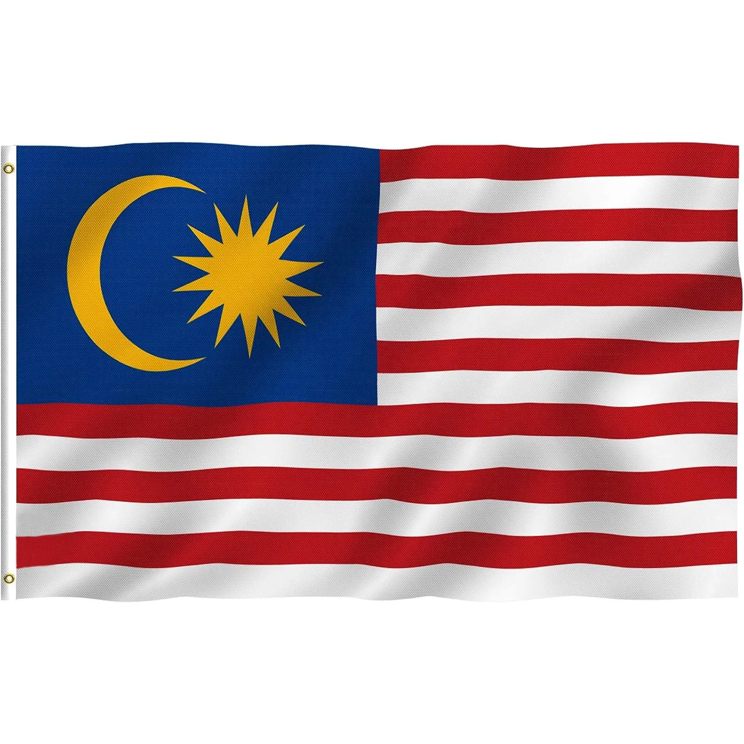 Customized Design Service Canvas Header Double Stitched Vivid Color Polyester Flag Fade Proof Malaysia Flag With Brass Grommets