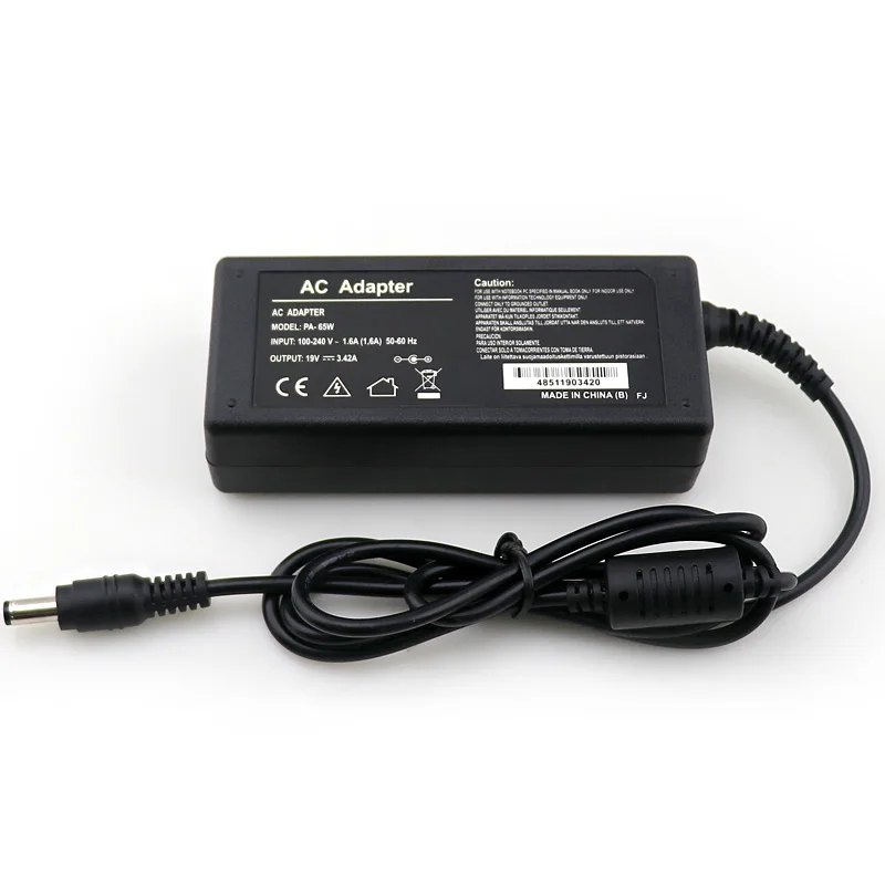 Laptop battery charger ac dc power adapter 19V 3.42A 65W for Toshiba