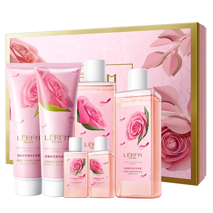  OEM Private Label Moisturizing Body Care Bath Gift Spa Kit Set Lotion Rose Extract Shampoo