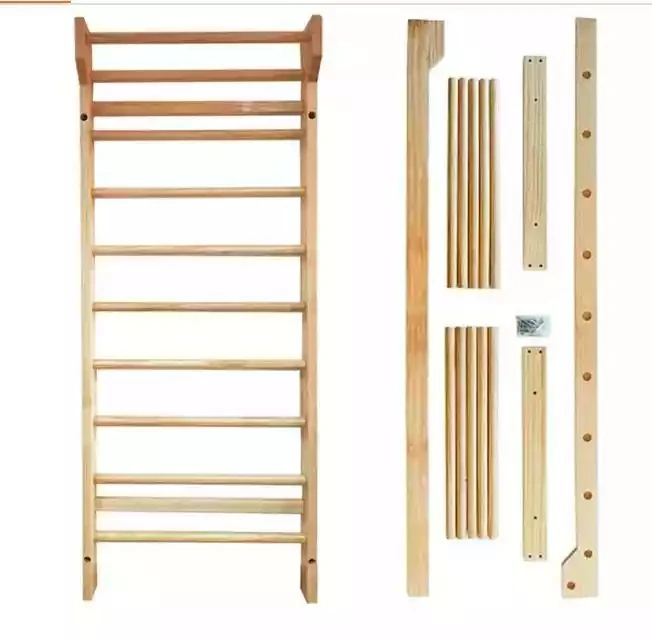 Ribbed Gymnastics exercises wood ladder Stall wall bar Triangle Indoor kids wooden climbing