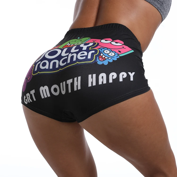 
In stock letter printing bike shorts women Butt Lift stretch ladies plus size candy snack shorts for women 