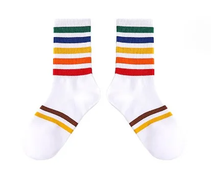 Fashion Sweet Colorful Stripes Socks Dress Casual Girl School Sock Custom Cotton Crew Socks for Women
