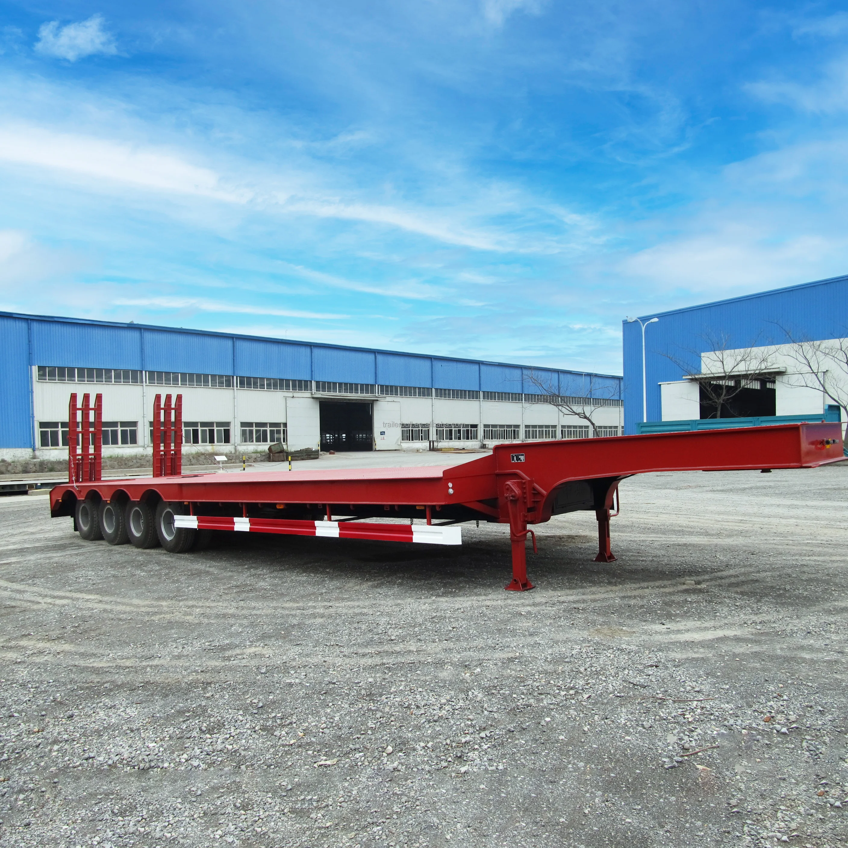 4 axles 80 Ton Capacity  FGN Low Bed Trailers Wabco Brake System Semi-Trailer Truck Trailer for Sale