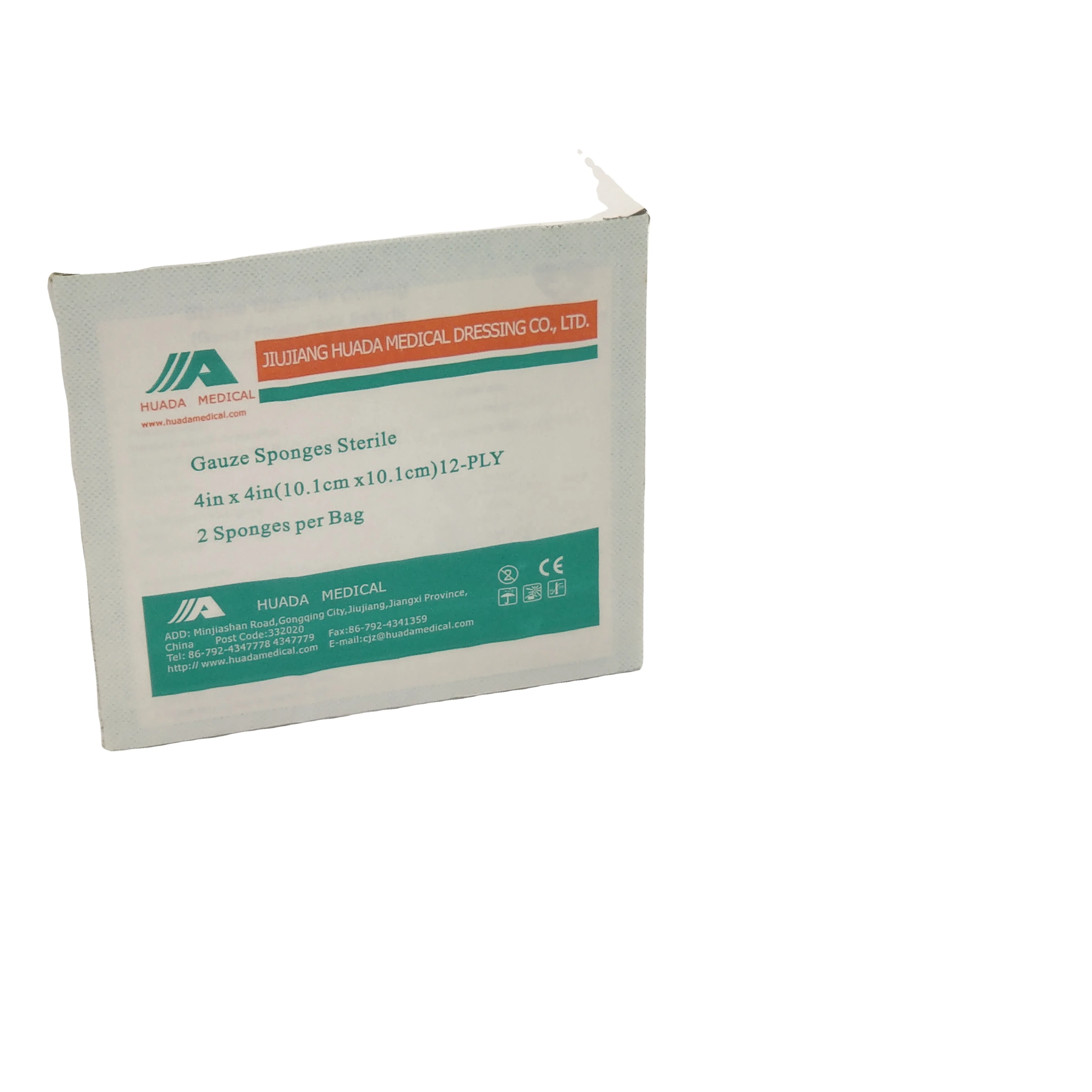 High quality Hydrophile 100% algodon Surgical  Gauze compress abdominal pad with folded ,  7.5cm x 7.5cm Sterile gauze sponge