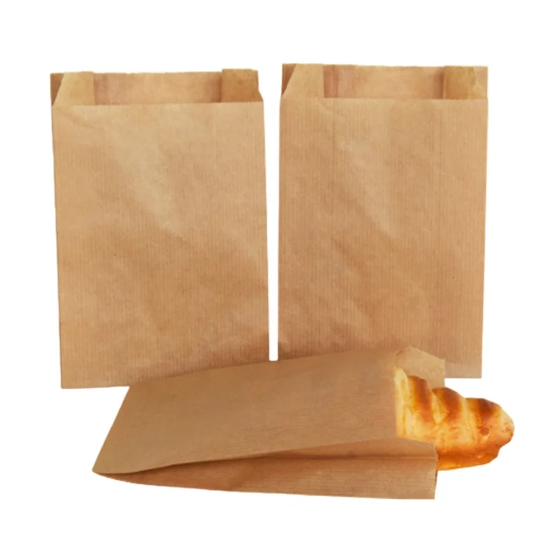 Custom logo baked BBQ bread snack package pointed bottom brown oil proof food takeout bag