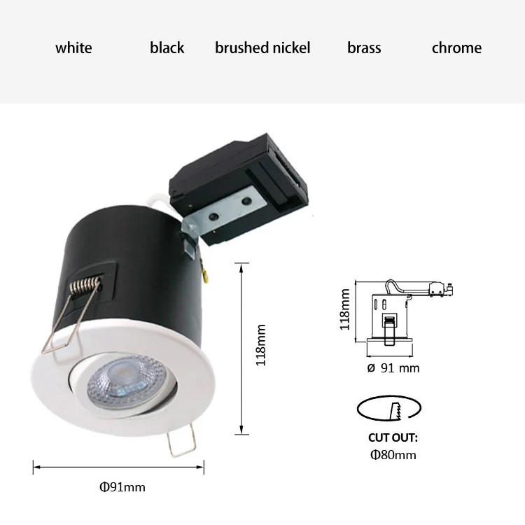 Vertex recessed led downlight fire rated gu10/GX5.3 lamp Halogen indoor CE/RoHS 5 years warranty