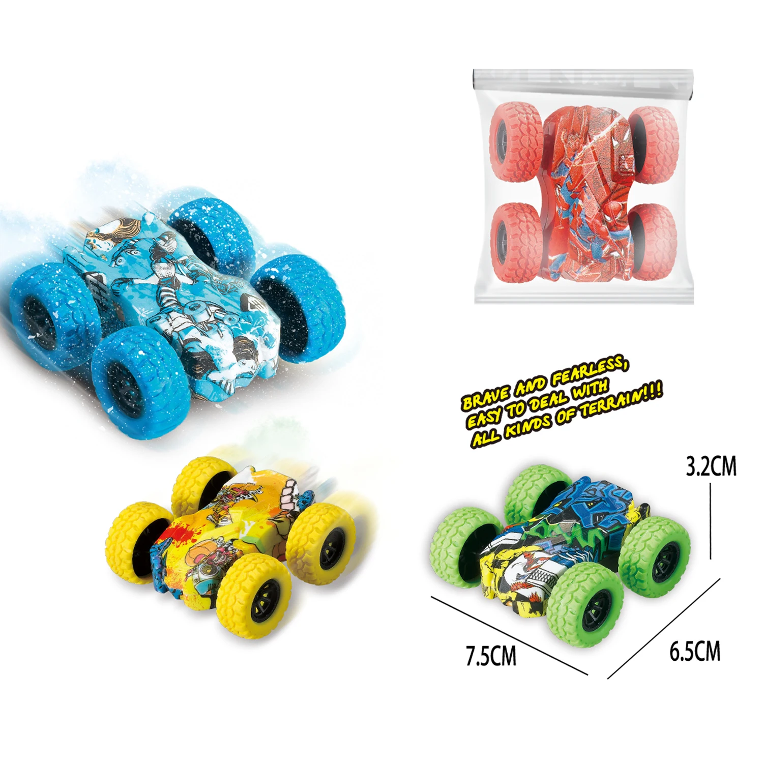 Rotation Mini Stunt Vehicle Double-Sided Graffiti Inertia 3D Flip Control Mini Toy Car for Kids
