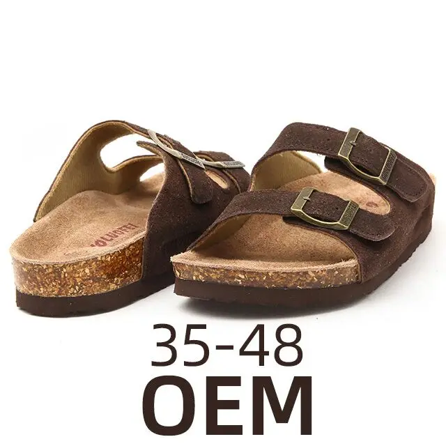 2020 Summer Slippers Metal buckle Cork Sole Flat Beach Sandals For Women Outdoors Casual Shoes