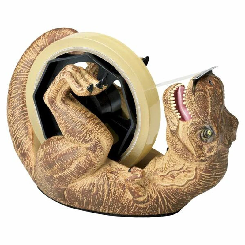 Custom handmade office school supplies, resin tabletop stationery dinosaur T-rex tape artificial dispenser for desktop