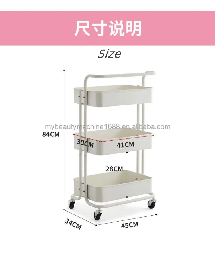 3 in 1 Professional Makeup Aluminum Cosmetics Storage Trolley Rolling Wheels with Trays and Drawer