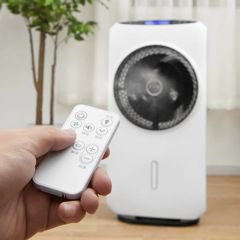 Floor Standing Electric Humidifying Fans  Remote Control Cooling Air with Misting Feature