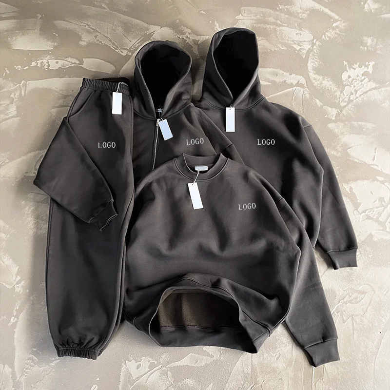 High Quality Custom Embroidered Patches Logo Unisex Designer Private Label Sweatpants And Hoodie Set Tracksuits For Men