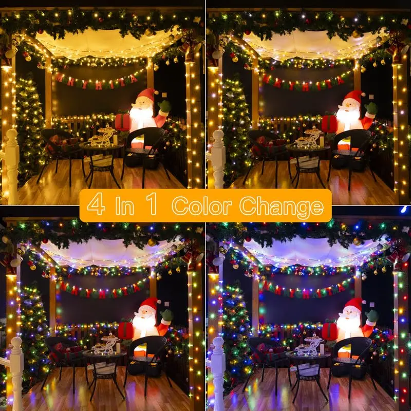 TSINYE LED Christmas Lights Plug in Christmas Tree Light with Remote 8 Mode House Indoor Decorations Outdoor Christmas Light